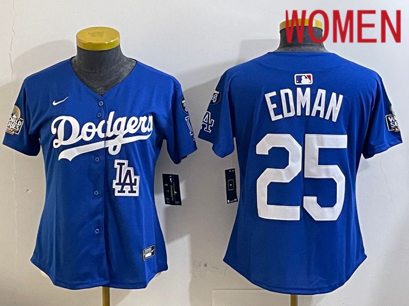 Women Los Angeles Dodgers #25 Edman Blue Game 2024 Nike MLB Jersey style 11219
